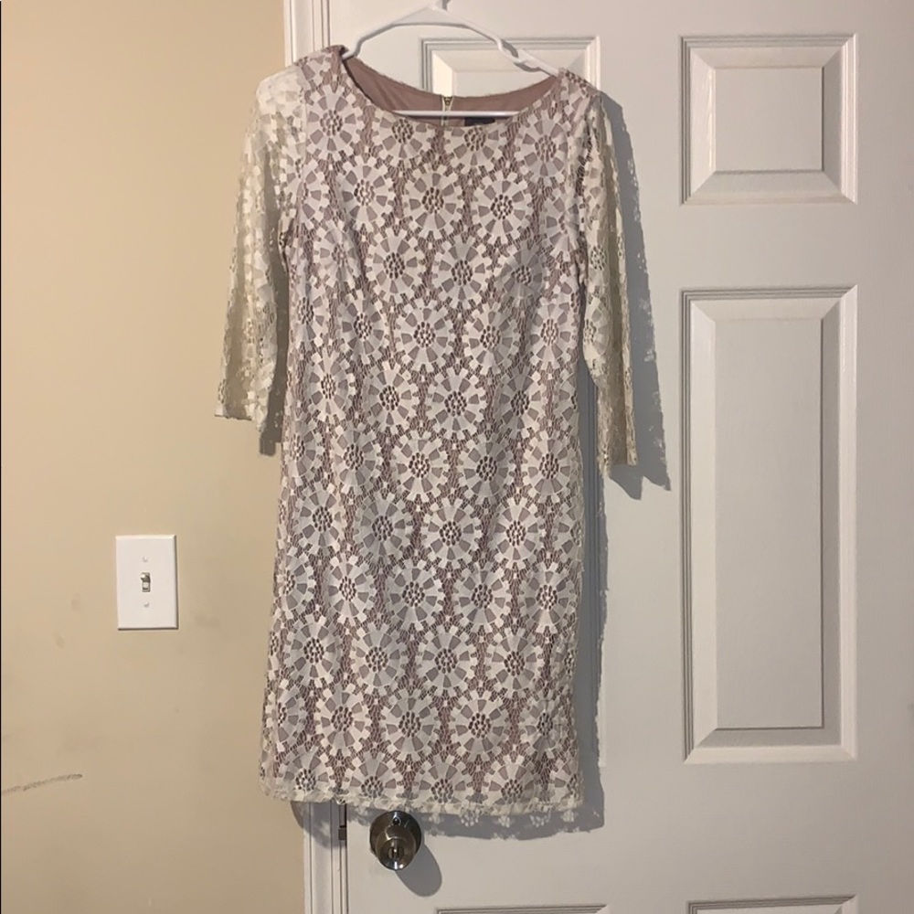 Cream and nude lace dress